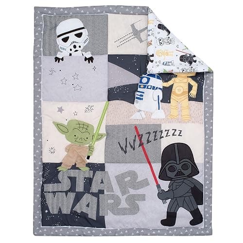 Lambs & Ivy Star Wars Classic 3-Piece Baby Crib Bedding Set - Yoda/Darth Vader thumbnail 3