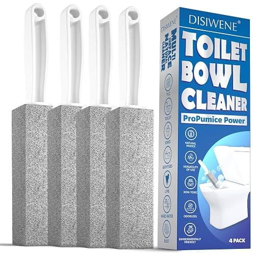 DISIWENE Pumice Cleaning Stone with Handle Toilet Bowl Cleaner Hard Water Ring Remover for Bath/Pool/Kitchen/Household Cleaning (4, 4 Pack with Handle) - Image 1