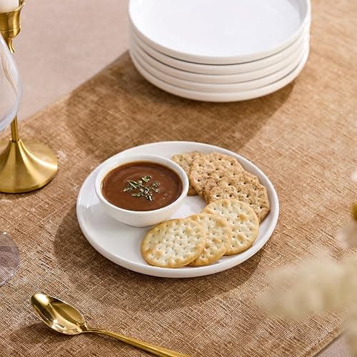 Ceramic Appetizer Plates Set of 6,Small Mini Dessert Plates 6 Inch,White Round Salad Plate,Porcelain Cake Plates for Waffle,Pie,Saucers,Snack,Cat Dishes,Microwave & Dishwasher Safe thumbnail 4
