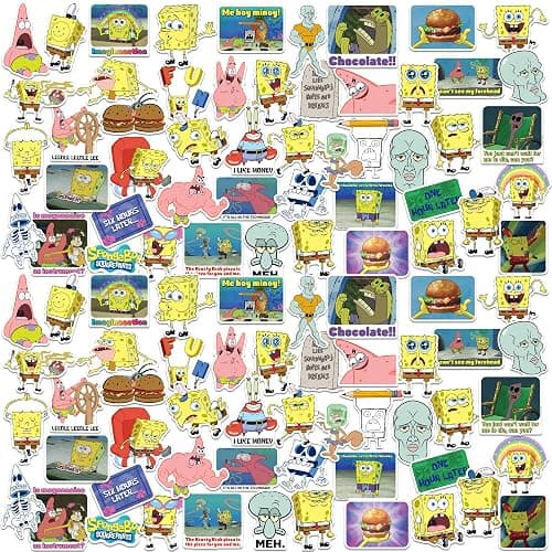 Spongebob Meme 200ct Vinyl Large Deluxe Stickers Variety Pack - Laptop, Water Bottle, Scrapbooking, Tablet, Skateboard, Indoor/Outdoor - Image 1