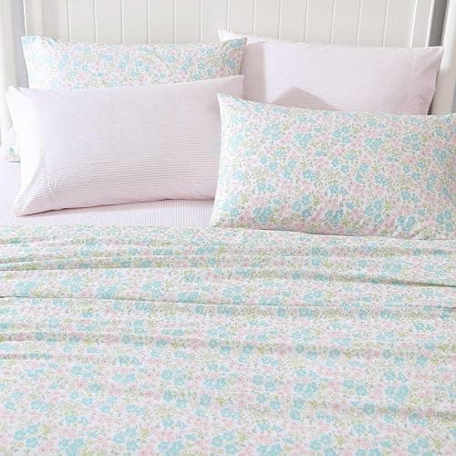 Laura Ashley - Sheet Set, Super Soft Bedding Set with Deep Pocket, Includes Matching Bonus Pillowcases, Coquette Room Decor (Jaynie Pink, Queen) thumbnail 5