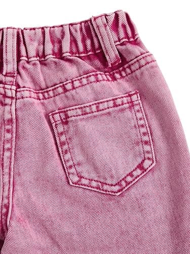 WDIRARA Toddler Girl's Star Print High Waisted Jeans Denim Pants with Pockets thumbnail 3