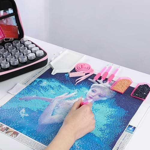 LYMUSUMI 30 Slots Diamond Art Storage Containers for Adults Portable Bead Storage Boxes for Diamond Painting Accessories and Tools（Pink） thumbnail 8