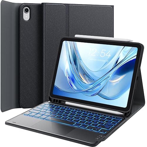 Earto Clavier iPad 10eme Generation/11 Generation A16(2025), Coque Clavier iPad 10eme Generation avec Touchpad, Eclairage 7 Couleurs, Rechargeable AZERTY, Noir - Image 1