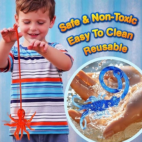 24PCS Ocean Animal Sticky Hand Toys - Stretchy Rubber Party Favors for Kids, Classroom Prizes, Goodie Bag Stuffers thumbnail 5