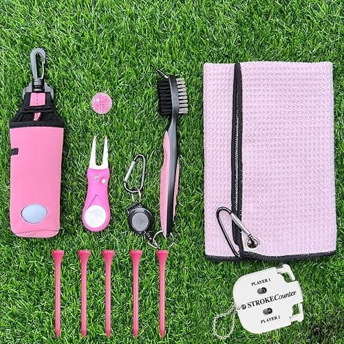 karamagic 11 Pcs Golf Accessories Kit, Include Golf Ball Bag with Hook Tees Towel Cleaner Brush Ball Marker Divot Tool Score Counter thumbnail 2