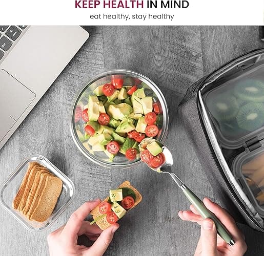 FineDine Glass Storage Containers with Lids - Leak Proof, Dishwasher Safe Glass Food Storage Containers for Meal Prep or Leftovers (Black, 24 Piece) - Black - 24 Piece thumbnail 2