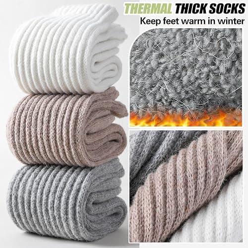 EBMORE Merino Wool Slouch Boot Socks Thermal Warm Winter Thick Scrunch Cozy Crew Socks for Women 4 Pairs thumbnail 2