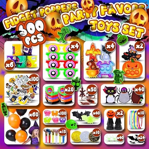 600Pcs Halloween Party Favors for Kids, Bulk Fidget Toys, Non-Candy Treats | Halloween Goodie Bag Stuffers for Classroom Treasure Boxes, Carnival Prizes and School Rewards thumbnail 3