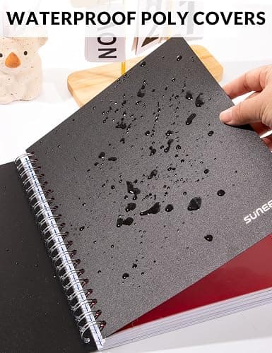 SUNEE Spiral Notebooks for Work with Removable Dividers & Tabs – College Ruled 5 Subject, 300 Pages, 3 Hole Punched, Durable PP Cover, 8"x10.5" – Notebooks for Office or School, Black thumbnail 6