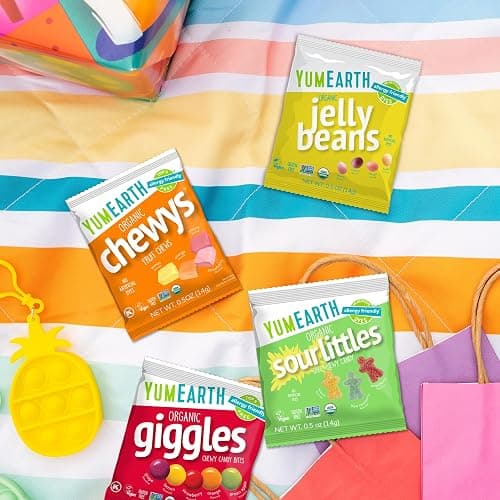 YumEarth Organic Variety Box - Jelly Beans, Giggles, Chewys, Sour Littles - Allergy Friendly (Top 9 Free), No Artificial Dyes, Non GMO, Gluten Free, Vegan -Individually Wrapped (Pack of 20) thumbnail 7