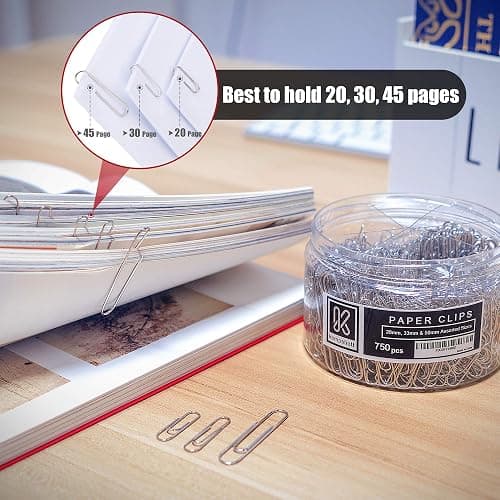 Kempshott 750 Paper Clips Assorted Sizes Small, Medium and Large Paper Clips for Paperwork Ideal for Home, School and Office Use (Assorted, Silver) thumbnail 4