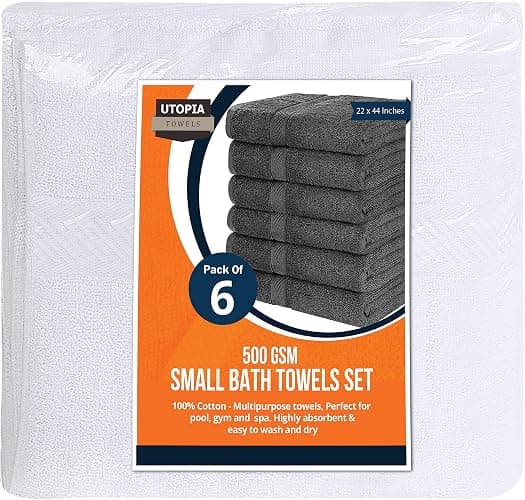 Utopia Towels 6 Pack Small Bath Towel Set, 22 by 44 Inches, 500 GSM 100% Ring Spun Cotton, Lightweight and Highly Absorbent Quick Drying Premium Towels for Hotel, Spa and Bathroom, White thumbnail 4