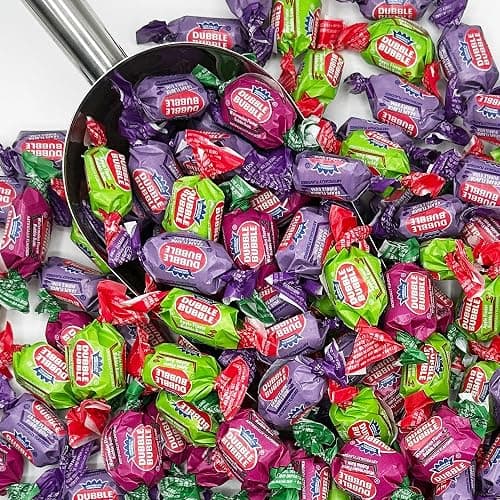 Dubble Bubble Assorted Fruit Flavor Gum - 1 Pound Bulk Bag of 3 Flavor Individually Wrapped Bubble Gum - Grape, Watermelon, Apple - Chewing Bubble Gum Holiday Candy(Approx. 70 Pieces) thumbnail 4