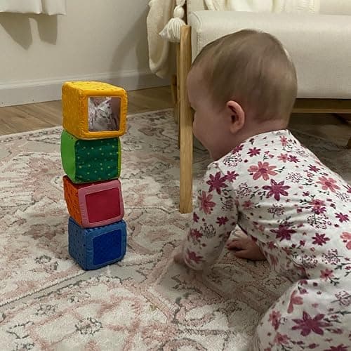 HABA Soft Blocks for Babies 6-12 Months, Happy Quartett Sensory Toy Features a Unique Sound & Texture in All 4 Baby Blocks for 6-12 Months thumbnail 5