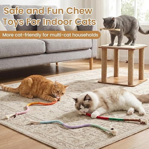 Uyubao Cat Toys, 7Pcs Cat Chew Ropes & Silvervine Sticks for Cats with Natural Catnip & Silvervine, Safe Teeth Cleaning Catnip Toys for Indoor Kittens, Interactive Chew Toys for Indoor Cats thumbnail 7
