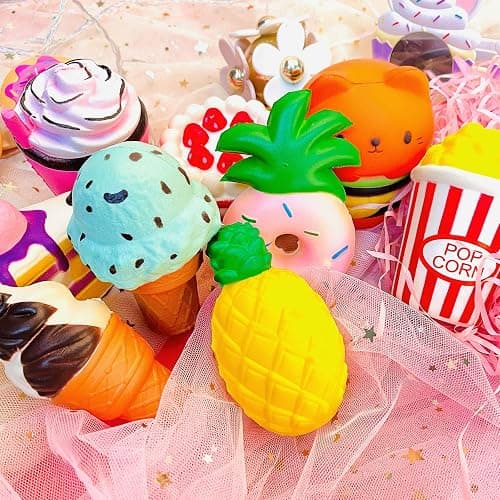 Slow Rising Jumbo Squishies Toys Set - 9 Pack Soft Kawaii Squishy Hamburger Popcorn Cake Ice Cream Donut Stress Relief Squeeze Toy for Boys and Girls thumbnail 2