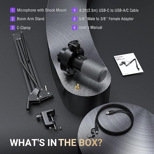 FIFINE K688 Podcast Microphone Kit, USB/XLR Dynamic Microphone with Boom Arm for PC/XLR Mixer, Gaming Mic with Mute Button, Headphone Jack for Vocal, Voice-Over, Streaming, Music Recording -K688CT thumbnail 10