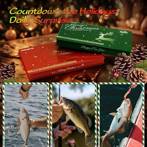 Fishing Advent Calendar 2025-24 Days Christmas Countdown Calendar with Fishing Tackle Lures, Bass & Trout Fishing Gear Gift Set for Men/Teens/Boys thumbnail 6