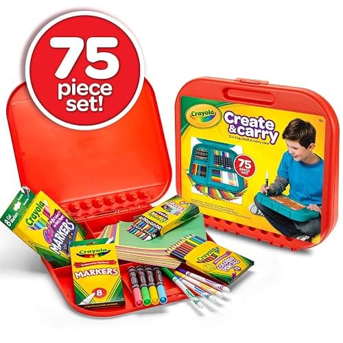 Crayola Create 'N Carry Art Set (75pcs), 2-in-1 Lap Desk & Carrying Case, Art Kit for Kids, Arts & Crafts Supplies, Easter Basket Stuffer & Gifts, 5+ thumbnail 5
