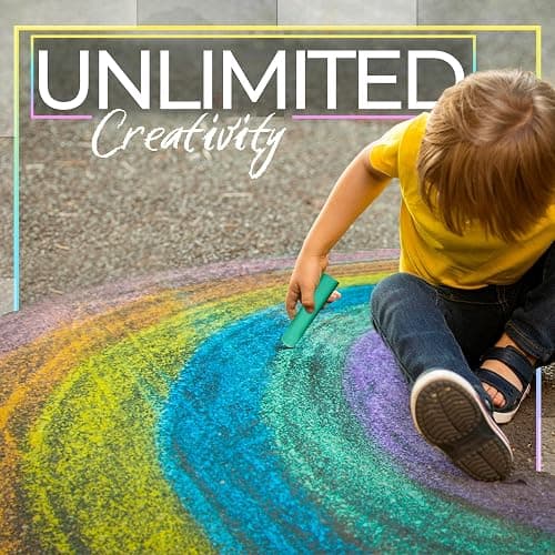 Loddie Doddie Sidewalk Chalk for Kids - 50 Count, 12 Multicolor Jumbo Sticks - Non-Toxic & Washable Bulk Chalk Pack in Reusable Bucket - Easy Grip for Vibrant Outdoor Kids Activities thumbnail 7