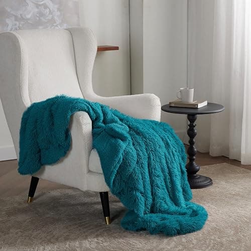 Bedsure GentleSoft Fluffy Turquoise Teal Throw Blanket, Teal Decor Cozy Gifts for Women Men, Soft Fuzzy Sherpa Fleece Plush Thick Warm Faux Fur Throws for Couch, Aqua Blanket Gifts for Mom, 50x60 thumbnail 2