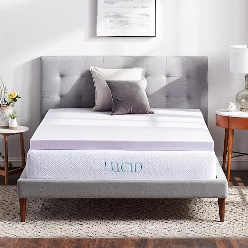 Lucid 3 Inch Lavender Memory Foam Mattress Topper, Twin XL Size – Essential Oil Infusion – Deep Plush Feel, Pressure-Relieving Bed Topper – Ventilated and Breathable – CertiPur Certified - Image 1