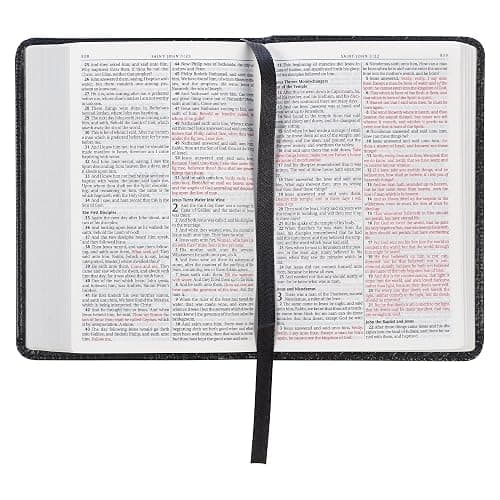 KJV Holy Bible, Mini Pocket Size, Black Faux Leather w/Ribbon Marker, Red Letter, King James Version thumbnail 8