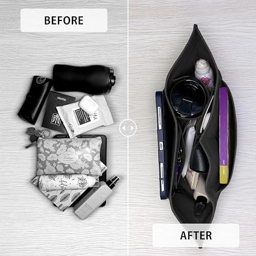 HomeGadget Organisateur de Sac à Main pour Longchamp Taille L - Organiseur Le Pliage pour Shopper - Organizer pour Femme en Feutre - Noir thumbnail 5