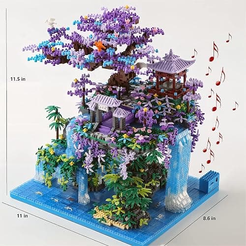 Yushinv Cherry Blossom Tree Building Set with Box 4574Pcs, Original Scene Music Japanese Sakura Tree House(Type :Symphony), Cherry Bonsai Tree Lights Building Kit, Cherry Blossom Building Set. thumbnail 3