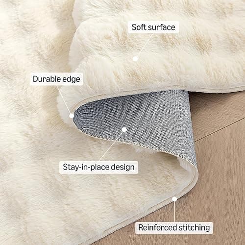 Amazon Basics Indoor Area Rug, 3D Bubble Washable Home Decor Carpet for Living Room, Bedroom, 4' W × 6' L, Beige thumbnail 3
