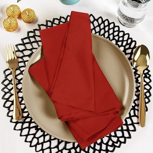 Utopia Kitchen Red Cloth Napkins [12 Pack, 18x18 Inch] Absorbent Cotton Blend Washable and Reusable for Dinner, Restaurant, Lunch, Wedding and Hotel thumbnail 8