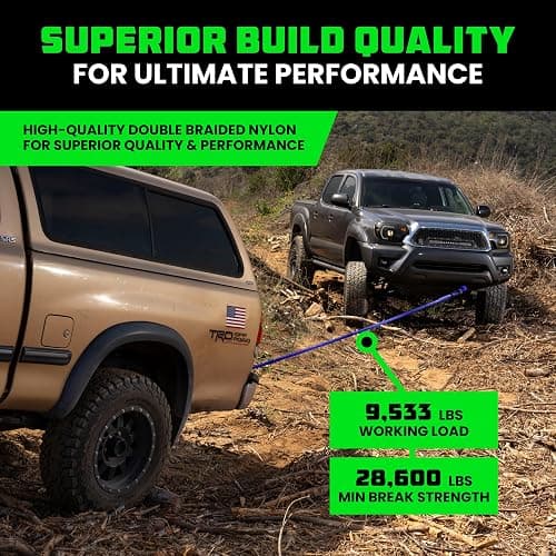 Rhino USA Kinetic Rope Recovery Kit (7/8in x 30ft) - Heavy Duty Offroad Snatch Strap - Includes 2 Soft Shackle for UTV, ATV, Truck, Car, Jeep, Tractor thumbnail 2