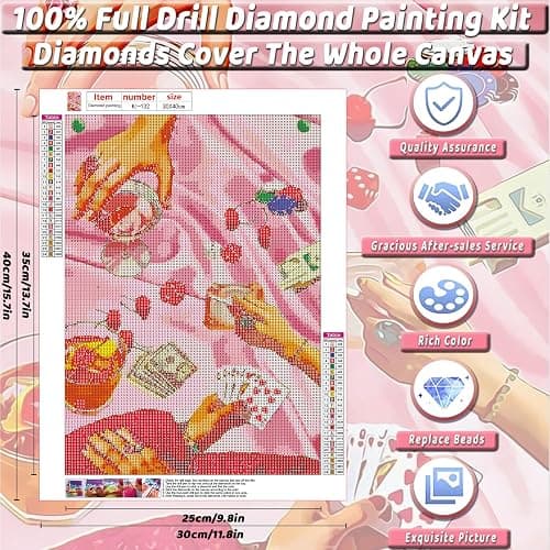 KICHANG Pink Diamond Art Kits for Adults Beginner,DIY Modern Diamond Painting 5D Round Full Drill Diamond Dots Gem Art Crafts with Tools,Funny Crafts for Home Wall Decor&Gift-12x16in thumbnail 2