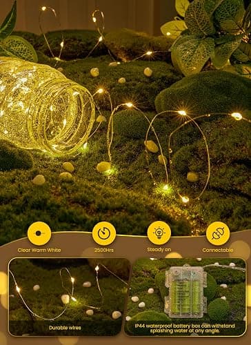 Minetom Fairy Lights Battery Operated with Remote, 33Ft 100 LED Waterproof String Lights Indoor Outdoor, Starry Twinkle Light for Christmas Home Bedroom Wedding DIY Centerpiece Decor thumbnail 2