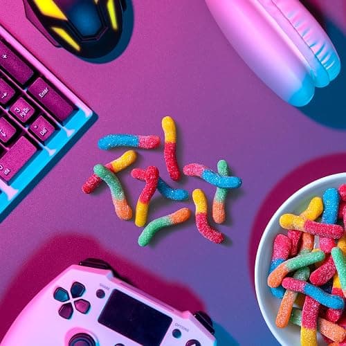 Trolli Sour Brite Crawlers, Candy, Cherry-Lemon, Strawberry-Grape & Orange-Lime, Sweet and Sour, Gummy Worms, 14 oz thumbnail 8