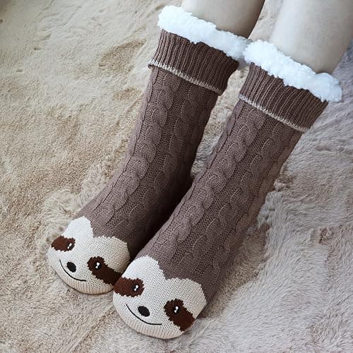 Jeasona Women’s Fuzzy Slipper Socks with Grippers Gifts for Women Warm Cozy thumbnail 6