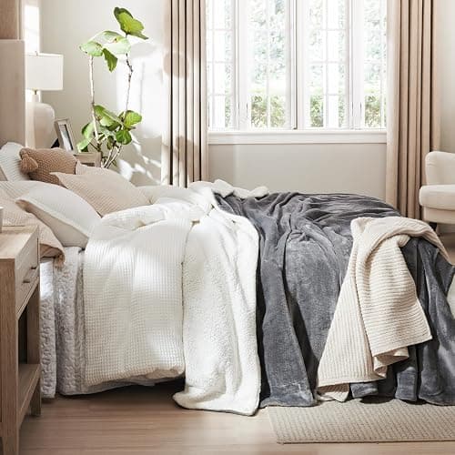 Bedsure GentleSoft Sherpa Fleece Throw Blanket for Couch - Thick and Warm Christmas Blanket for Winter, Soft Fuzzy Plush Throw Gift for Women, Grey, 50x60 Inches thumbnail 9