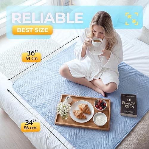 Beddora Washable Underpads 4 Pack, Heavy Absorbent Reusable Incontinence Pads for Kids, Adults, Elderly, and Pets, Waterproof Diaper Changing Liquid, Urine & Accidents Blue thumbnail 4