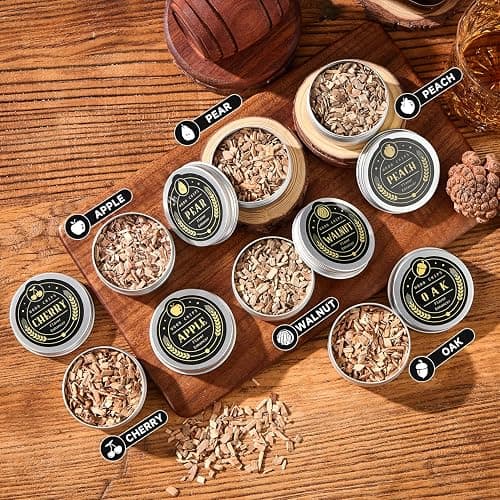 Whiskey Smoker Kit with Torch - 6 Flavors Wood Chips, 2 Glasses, 2 Ice Ball Molds - Cocktail Smoker Infuser Kit, Old Fashioned Drink Smoker Kit, Birthday Bourbon Whiskey Gifts for Men,Dad(NO Butane) thumbnail 5