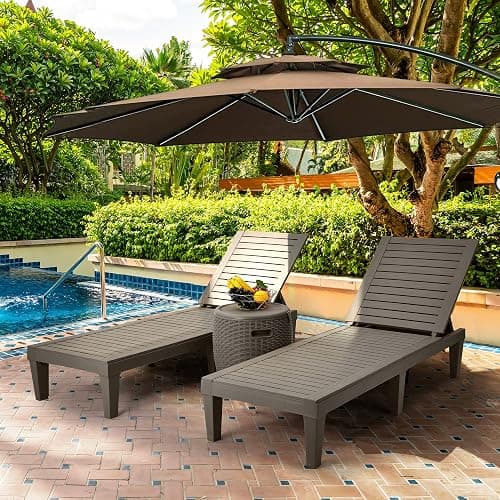 YITAHOME Chaise Outdoor Lounge Chairs with Adjustable Backrest, Multi-Functional Patio Loungers Easy Assembly & Lightweight, Waterproof Poolside Chaise Lounge with 265lbs Capacity, Set of 2, Taupe thumbnail 2