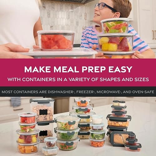 FineDine 24 Piece Glass Storage Containers with Lids - Leak Proof, Dishwasher Safe Glass Food Storage Containers for Meal Prep or Leftovers, Pink thumbnail 7