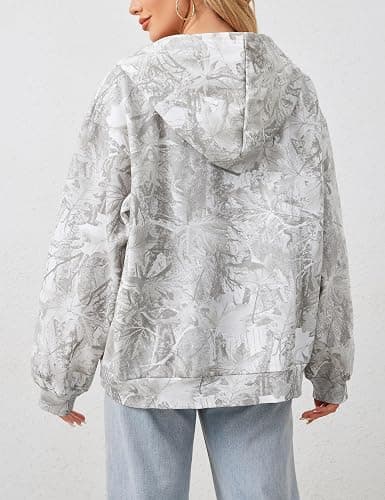 ACCPUR Women Camo Hoodie Oversized Fleece Full Zip Up Sweatshirt Casual Long Sleeve Jackets Trendy Fall Clothes With Pockets thumbnail 6