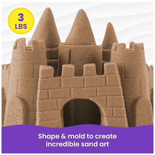 Kinetic Sand, 3lbs Beach Play Sand, Moldable Sensory Toys for Kids, Resealable Bag (Packaging May Vary), for Ages 3 and up thumbnail 3