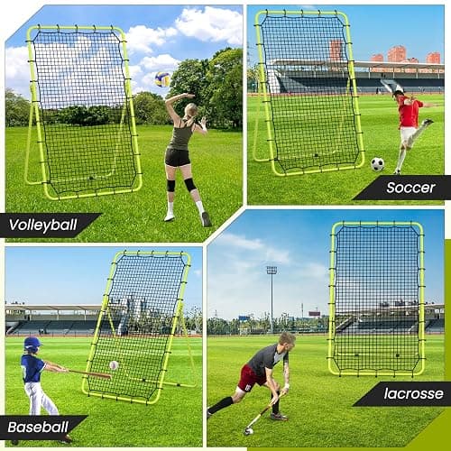 CHAOBING 7x4 FT Volleyball Rebounder Net, 5-Angle Adjustable with Steel Frame & High-Tension PE Netting, Ideal for Lacrosse, Baseball, and Soccer Practice Perfect for Setting, Spiking thumbnail 6