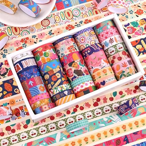 emmoolife 35 Rolls Washi Tape Set, Colorful Cute Floral Writable Decorative Tapes for Scrapbooking and Bullet Journaling, Junk Journal Supplies, DIY Planner Art, 5-30mm Wide 9.84ft Long/Roll thumbnail 4