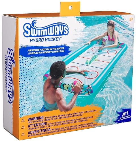 SwimWays Hydro Hockey Inflatable Water Floating Table Hockey Set, Pool Toy for Kids Ages 5+ - Inflatable Hockey - Green (New Version) thumbnail 8