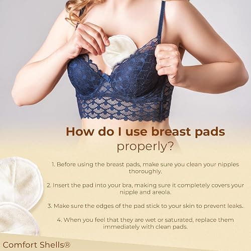 Comfort Shells® Reusable Nursing Pads – 14 Pack Ultra Soft Breast Pads + Laundry Bag + Nursing Clip Bracelet – Washable, Hypoallergenic – Absorbs Breast Milk Leaks thumbnail 7