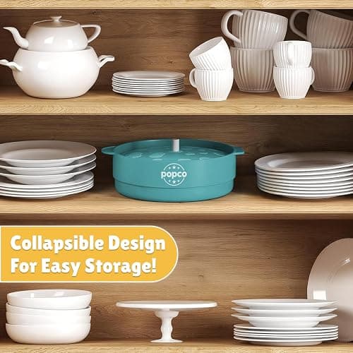 POPCO Silicone Microwave Popcorn Popper with Handles, Silicone Popcorn Maker, Collapsible Bowls, Dishwasher Safe - 15 Colors Available (AQUA) thumbnail 7