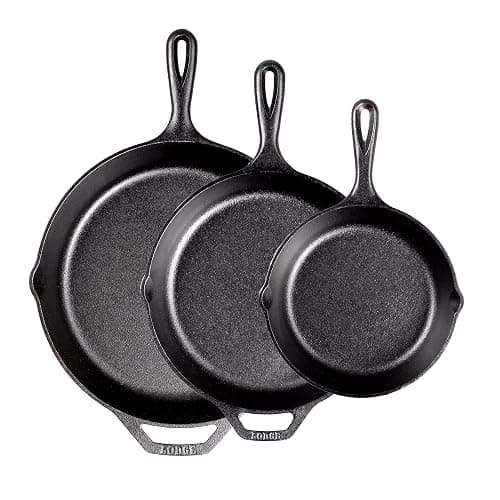 Lodge Pre-Seasoned Cast Iron Skillet Set - Set Includes 8 Inch Skillet, 10.25 Inch Skillet, and 12 inch Skillet - 3 Piece - Image 1